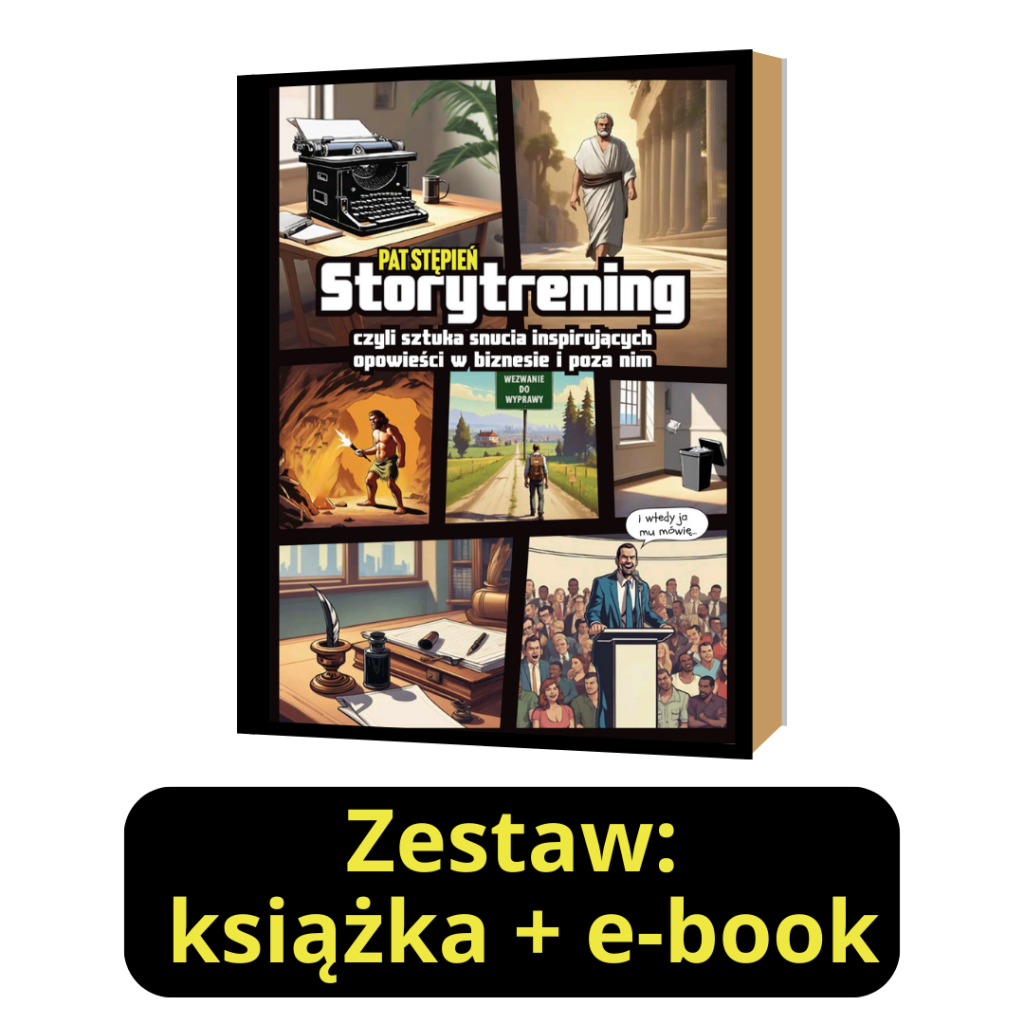 Storytrening książka, Storytrening, czyli sztuka snucia inspirujących opowieści w biznesie i poza nim, storytrening, pat stępień, storytelling, wystąpienia publiczne, książka, biznes, rozwój osobisty, edukacja, storytelling w biznesie